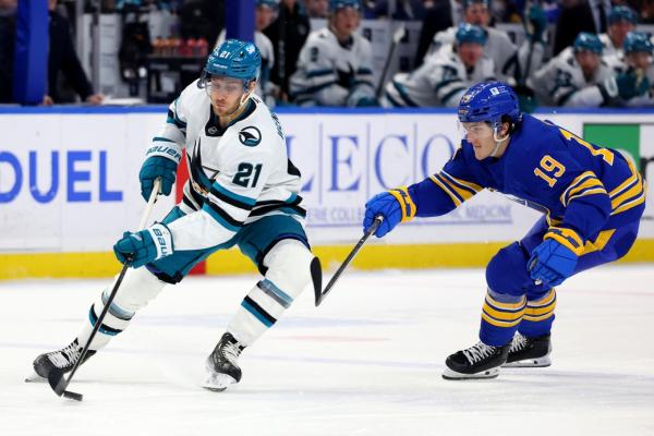 Sharks share offense during blowout of Sabres