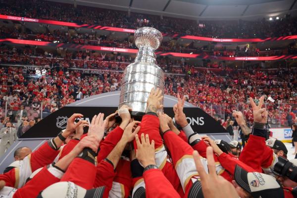 Panthers dent, crack Stanley Cup mere hours after winning