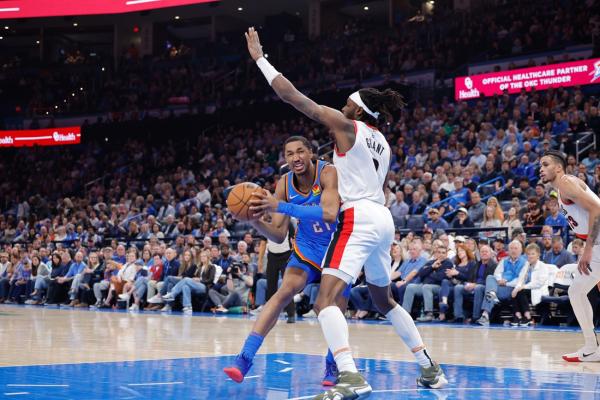 Short-handed Thunder roll past Trail Blazers