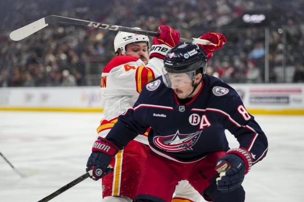 Jackets top Flames in first meeting since Gaudreau brothers tragedy