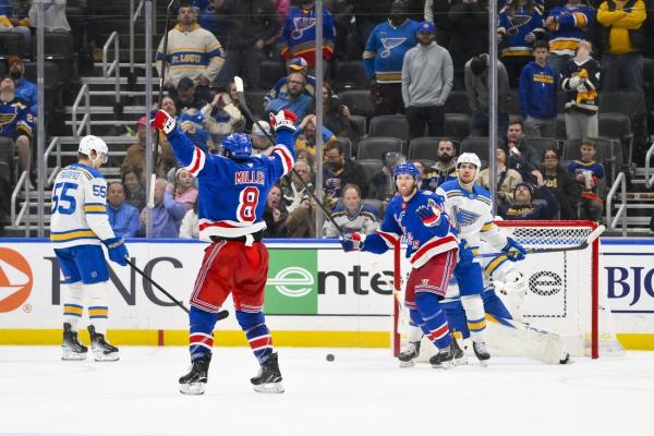 J.T. Miller's overtime goal lifts Rangers past Blues