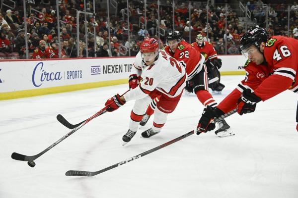 Sebastian Aho plays OT hero again, lifts Canes over Blackhawks