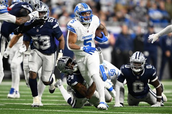 Jahmyr Gibbs scores 3 TDs as Lions run over Cowboys for key win