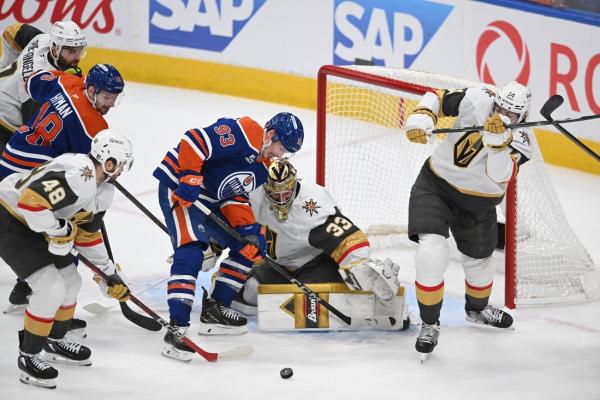 Knights stun Oilers with last-second goal, avoid 3-0 hole