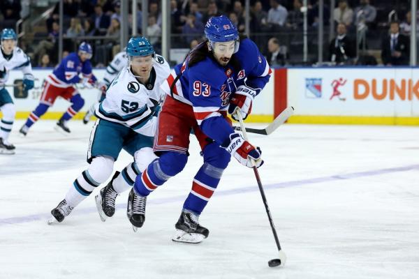 Rangers rally past Sharks thanks to 3-goal second period