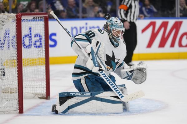 Sharks’ Alexandar Georgiev returns to Colorado to face Avs