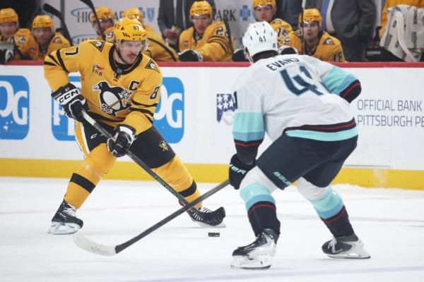 Sidney Crosby records 500th multi-point game, but Pens fall to Kraken in OT