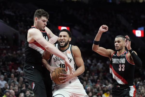 Nets end skid with high-scoring blowout of Blazers thumbnail