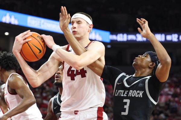 Adou Thiero, No. 20 Arkansas hold off Little Rock