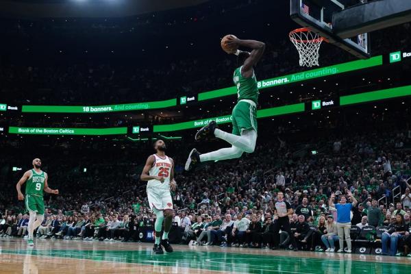 Celtics pour in record-tying 29 treys, rout Knicks in opener thumbnail