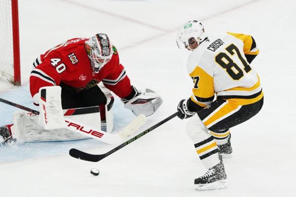 Justin Brazeau hat trick powers Penguins blitz of Blackhawks