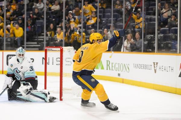 Filip Forsberg scores twice as Preds top Kraken