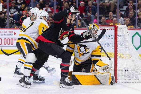 Brady Tkachuk scores twice as Senators blank reeling Penguins