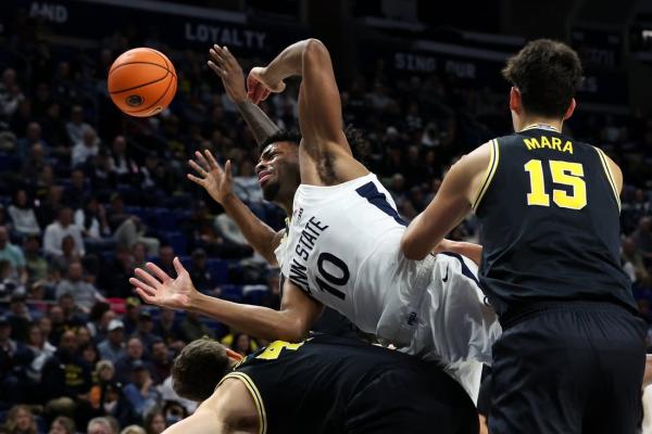 No. 2 Michigan escapes as Penn State rims 3-point try at buzzer