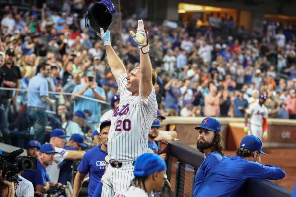 Pete Alonso homers twice, breaks Metsâ career home run record in rout of Braves