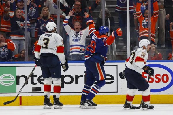 Oilers rally, upend Panthers in OT in Game 1 of finals