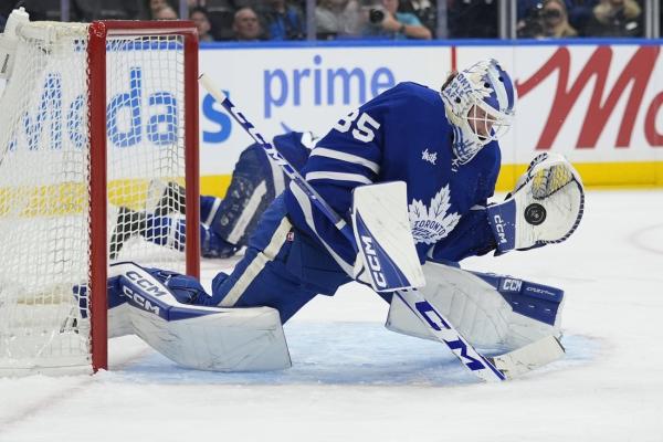 G Dennis Hildeby stepping up for Leafs, who next face Sharks