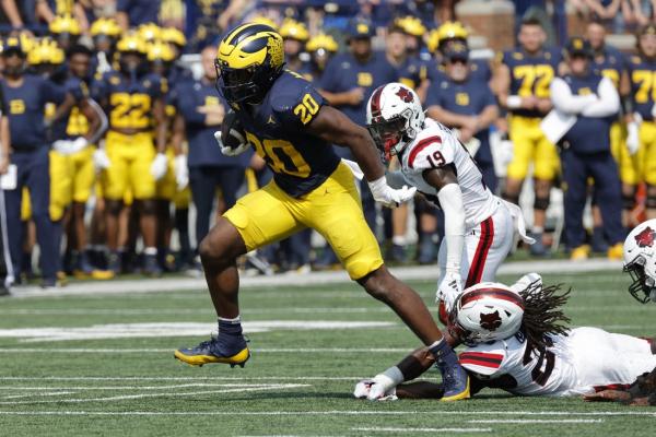 Kalel Mullings, No. 17 Michigan run past Arkansas State