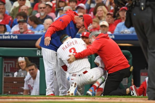 Phillies star Bryce Harper hit on elbow by pitch; X-rays negative
