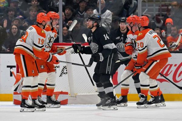Alex Laferriere nets hat trick as Kings pound Ducks
